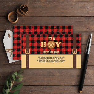 It's a boy Rustic Lumberjack Flannel Baby Shower I Enclosure Card