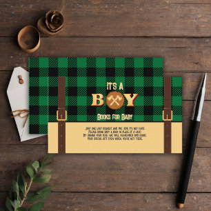 It's a boy Rustic Lumberjack Flannel Baby Shower I Enclosure Card