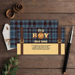 It's a boy Rustic Lumberjack Flannel Baby Shower I Enclosure Card