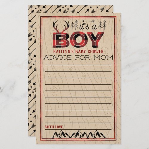 Its A Boy Rustic Plaid Lumberjack Baby Advice