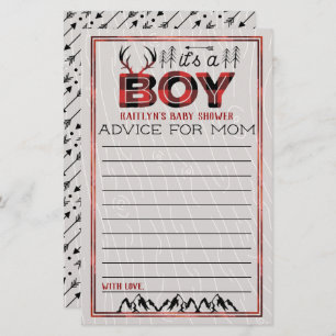 It's A Boy! Rustic Plaid Lumberjack Baby Advice