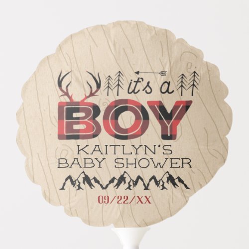 Its A Boy Rustic Plaid Lumberjack Baby Shower Balloon