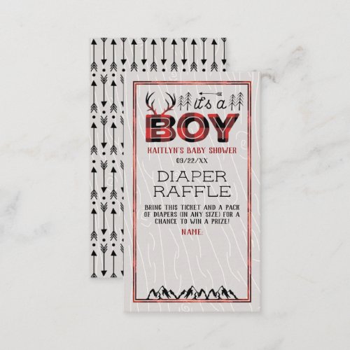 Its A Boy Rustic Plaid Lumberjack Baby Shower Enclosure Card