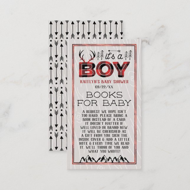 It's A Boy! Rustic Plaid Lumberjack Baby Shower Enclosure Card (Front/Back)
