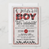 It's A Boy! Rustic Plaid Lumberjack Baby Shower Invitation (Front)