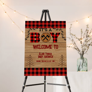 It's a boy Rustic Wood Plaid Baby Shower Foam Board