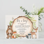 It's a boy rustic woodland animals baby shower invitation (Standing Front)