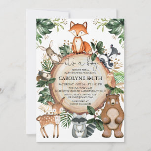 It's A Boy Rustic Woodland Baby Shower Invitation