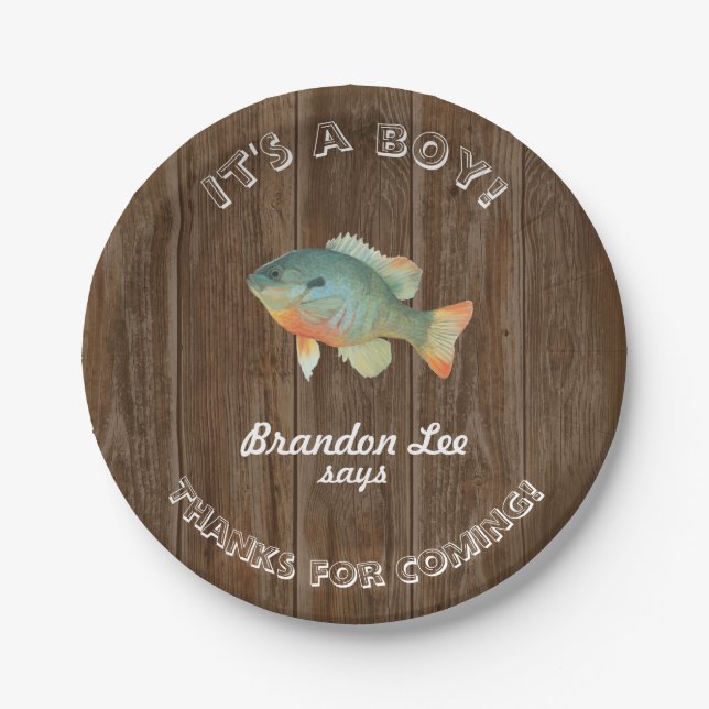 It's a Boy Rusting Fishing Paper Plates (Front)