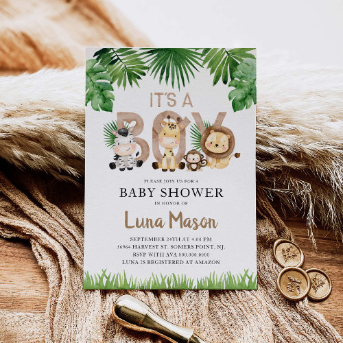 It's a Boy Safari Baby Shower Invitation