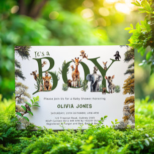 It's a Boy Safari Baby Shower Invitation