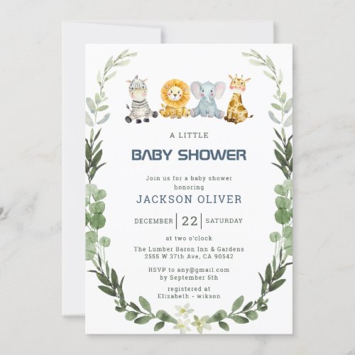 Its a Boy Safari Baby Shower Invitation