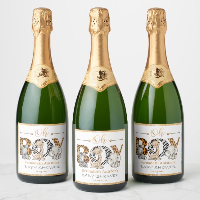 It's a Boy Safari Baby Shower Party Sparkling Wine Label (Bottles)