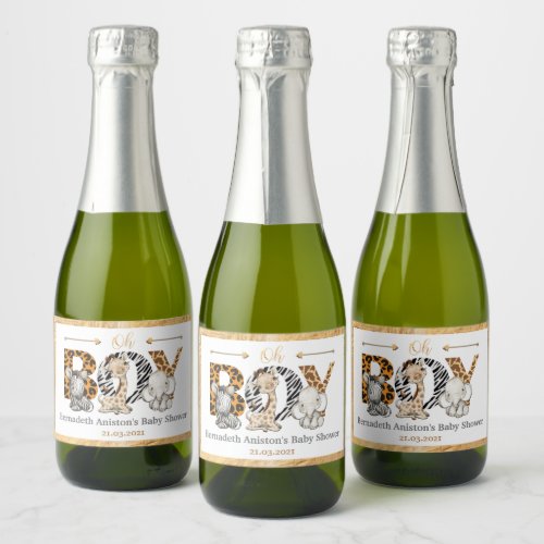 Its a Boy Safari Baby Shower Party Sparkling Wine Label