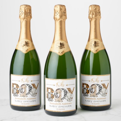Its a Boy Safari Baby Shower Party Sparkling Wine Sparkling Wine Label