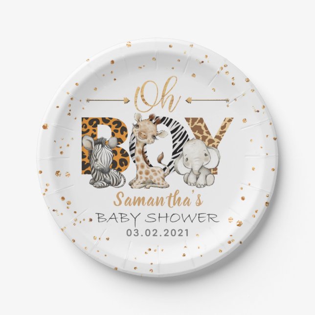 It's a Boy! Safari Baby Shower Plate (Front)