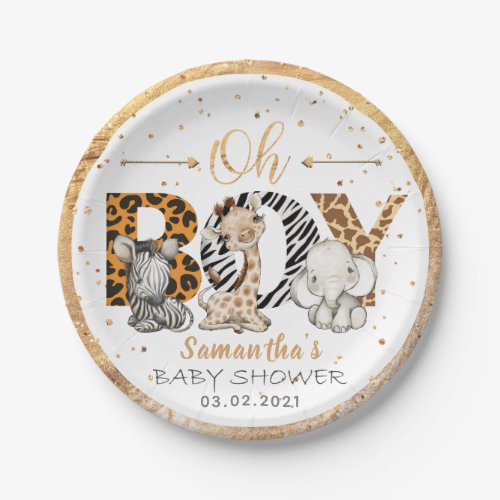 Its a Boy Safari Baby Shower Plate