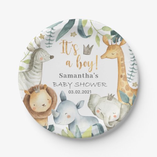 Its a Boy Safari Baby Shower Plate