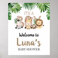 It's a Boy Safari Baby Shower Welcome Sign