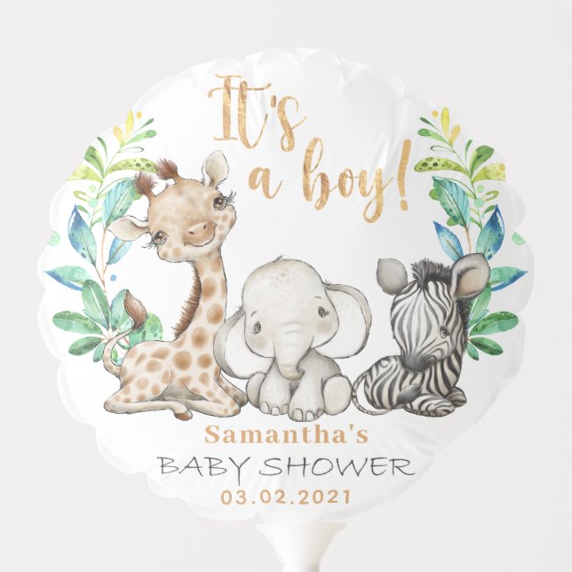 It's a Boy! Safari Birthday Party Balloon (Front)