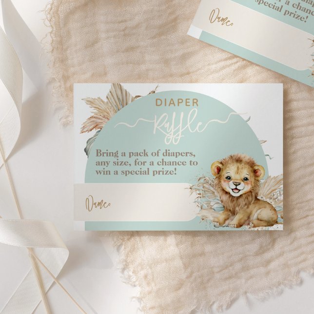 It's a boy Safari Theme Lion Baby Shower diaper Enclosure Card (Creator Uploaded)