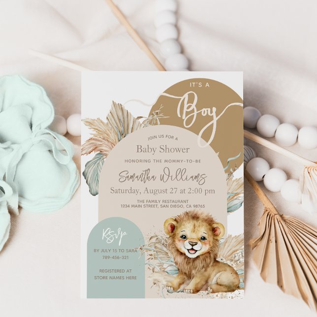 It's a boy Safari Theme Lion Baby Shower Invitation (Creator Uploaded)