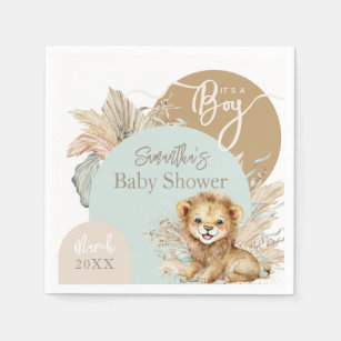It's a boy Safari Theme Lion Baby Shower Napkins