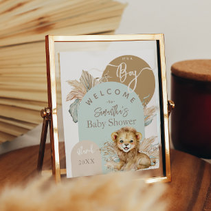 It's a boy Safari Theme Lion Baby Shower welcome Poster
