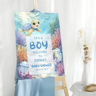 It's a Boy Sea Turtle Baby Shower Welcome Foam Board