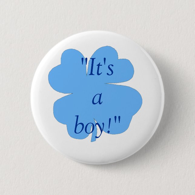 "It's a boy!" - (shamrock/clover) [1] Button (Front)