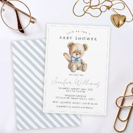 Its a boy simple teddy bear baby shower invitation