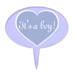 It's a boy! sky blue and white heart cake topper
