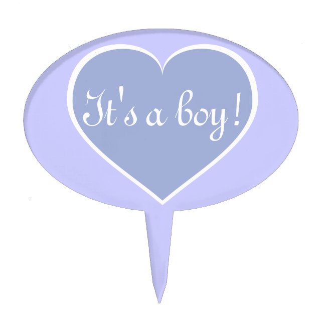 It's a boy! sky blue and white heart cake topper (Front)