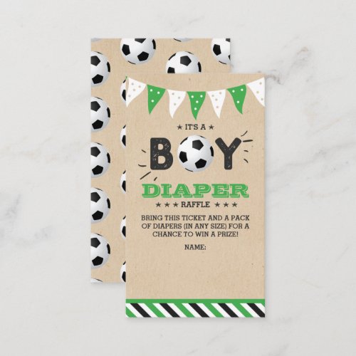 Its A Boy Soccer Co_ed Baby Shower Diaper Raffle Enclosure Card