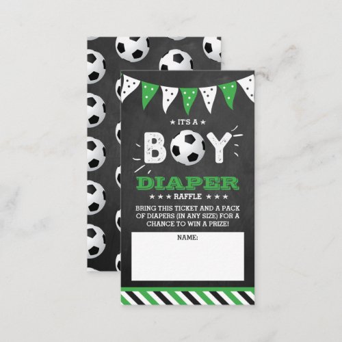 Its A Boy Soccer Co_ed Baby Shower Diaper Raffle Enclosure Card