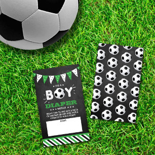 It's A Boy! Soccer Co-ed Baby Shower Diaper Raffle Enclosure Card
