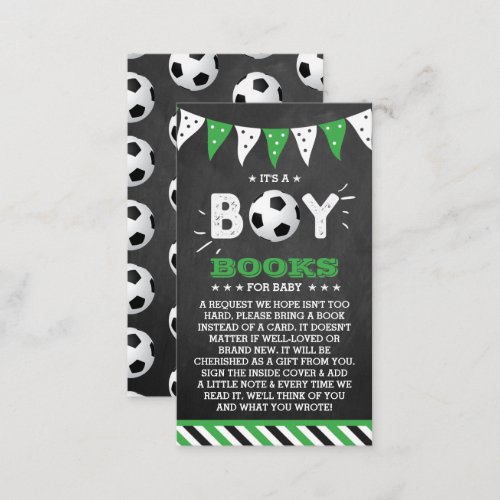 Its A Boy Soccer Themed Baby Shower Book Request Enclosure Card