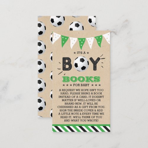 Its A Boy Soccer Themed Baby Shower Book Request Enclosure Card