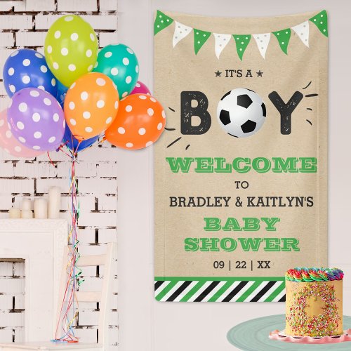 Its A Boy Soccer Themed Baby Shower Welcome Banner