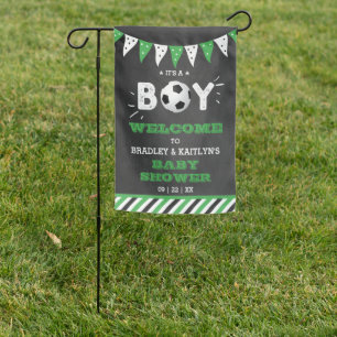 It's A Boy! Soccer Themed Baby Shower Welcome Garden Flag