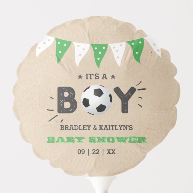 It's A Boy! Soccer Themed Co-ed Baby Shower Balloon (Front)