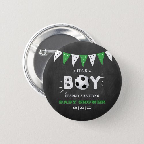 Its A Boy Soccer Themed Co_ed Baby Shower Button
