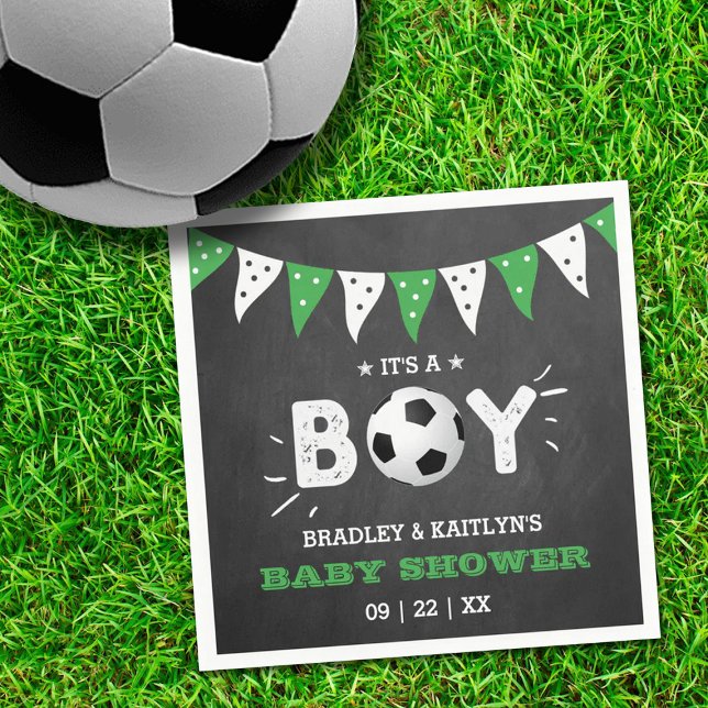 It's A Boy! Soccer Themed Co-ed Baby Shower Napkins (Creator Uploaded)