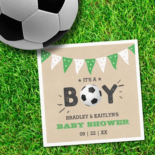 Its A Boy Soccer Themed Co_ed Baby Shower Napkins