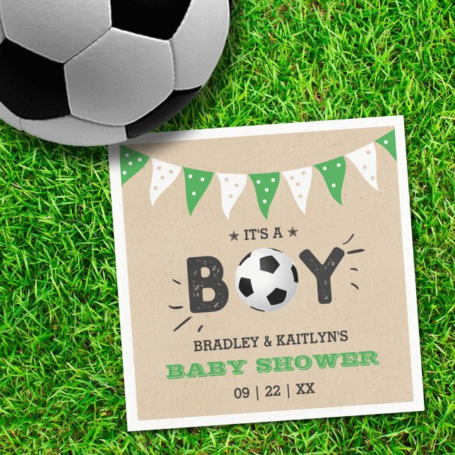 It's A Boy! Soccer Themed Co-ed Baby Shower Napkins (Creator Uploaded)