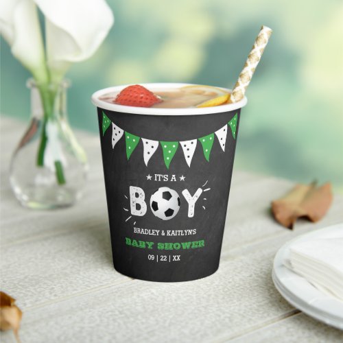 Its A Boy Soccer Themed Co_ed Baby Shower Paper Cups