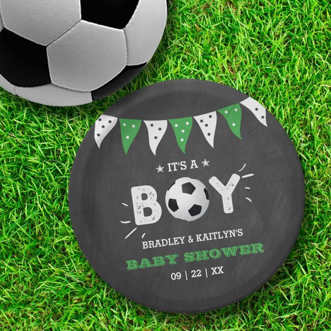 It's A Boy! Soccer Themed Co-ed Baby Shower Paper Plates (Creator Uploaded)