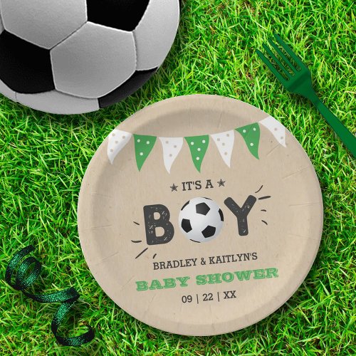 Its A Boy Soccer Themed Co_ed Baby Shower Paper Plates