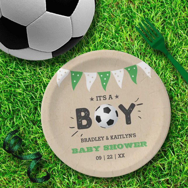 It's A Boy! Soccer Themed Co-ed Baby Shower Paper Plates (Creator Uploaded)