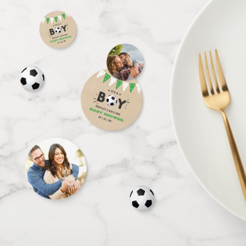 Its A Boy Soccer Themed Co_ed Baby Shower Photo Confetti